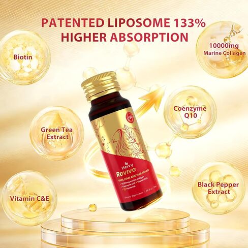 كولاجين سائل هيفي مارين للنساء 10000 مجم، امتصاص أعلى بنسبة 133%، فيتامينات البيوتين CoQ10، ممارسات التصنيع الجيدة الأمريكية، تم اختباره من قبل طرف ثالث، خالي من الغلوتين غير المعدل وراثيًا، 50 مل 10 زجاجات in Kuwait