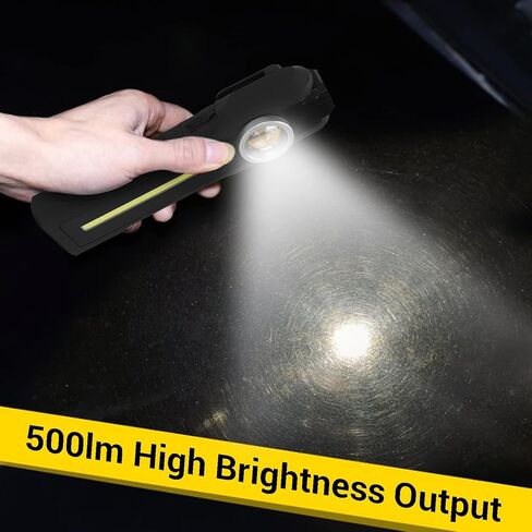 مصباح تفصيلي من Keenso، مصباح فحص طلاء LED متطابق الألوان قابل لإعادة الشحن مع قاعدة مغناطيسية وخطاف، خرج ساطع 500 لومن، CRI 93، 2700K 4500K 6500K in Kuwait