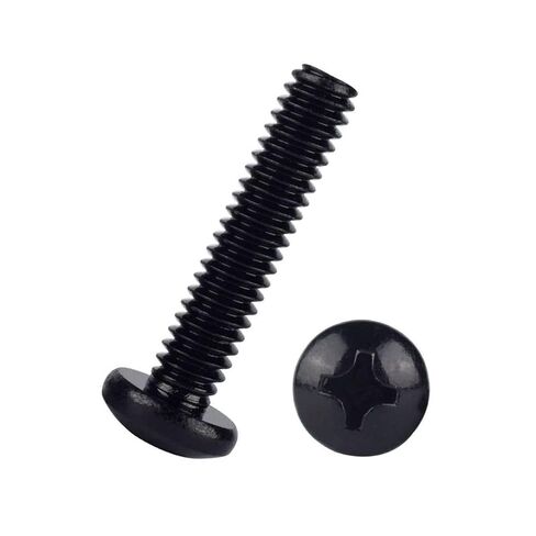 #8-32 × 3/8 بوصة (1/4 بوصة إلى 2 بوصة متوفرة) براغي آلة رأس المقلاة باللون الأسود، محرك فيليبس، 304 الفولاذ المقاوم للصدأ 18-8، خيط كامل، 50 قطعة in Kuwait