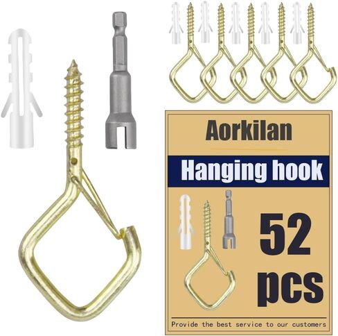 12-Pack Heavy-Duty Black Screw Eye Hooks with Safety Clips | Metal Ceiling Hooks for Hanging Plants, Wind Chimes, Bird Feeders & Indoor/Outdoor Lights in Saudi Arabia