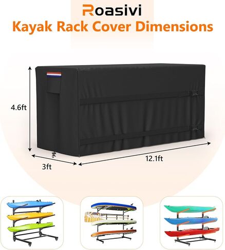 Kayak Rack Cover 12.1'L x 3'W x 4.6'H Black Comprehensive Protection, Suitable for 2-4 Levels Freestanding Kayak Racks, for Garage/Outdoor, Durable & Tear-Resistant in Kuwait