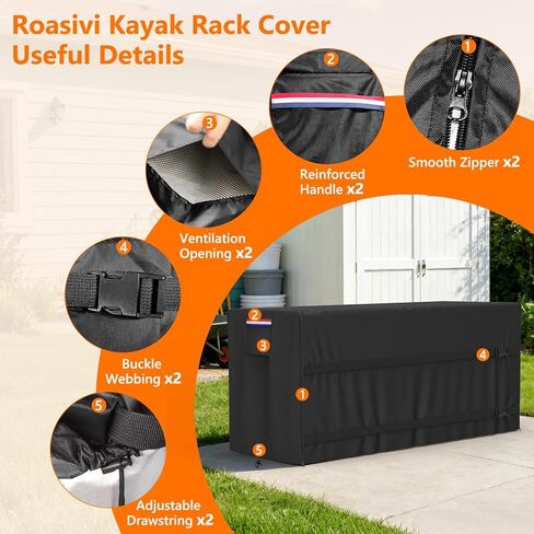 Kayak Rack Cover 12.1'L x 3'W x 4.6'H Black Comprehensive Protection, Suitable for 2-4 Levels Freestanding Kayak Racks, for Garage/Outdoor, Durable & Tear-Resistant in Kuwait