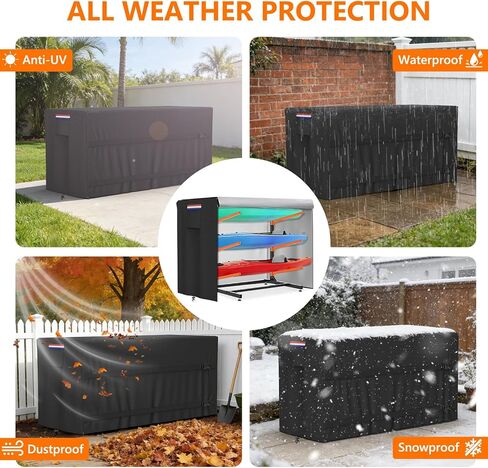 Kayak Rack Cover 12.1'L x 3'W x 4.6'H Black Comprehensive Protection, Suitable for 2-4 Levels Freestanding Kayak Racks, for Garage/Outdoor, Durable & Tear-Resistant in Kuwait
