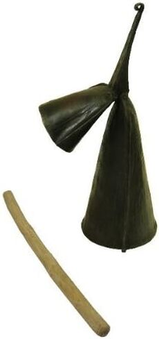 جرس مزدوج كبير من Gankogui مع عصا - جرس بقرة Agogo من غانا - حجم كبير in Kuwait