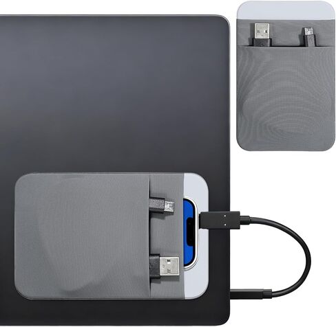 Portable Hard Drive Sleeve 2-Pocket Stick on Pouch with Reusable Adhesive SSD Hard Drives Carrying Case Computer Accessories Pouch Holder for Most Laptop External Solid State Drive Mouse USB Cable in Kuwait
