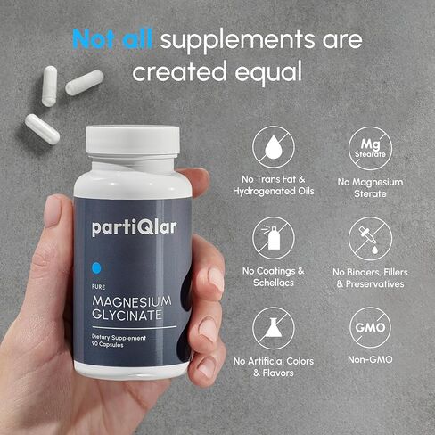 Magnesium Glycinate 200mg - Chelated Magnesium Bisglycinate for Maximum Absorption - Support for Sleep, Muscle Cramps & Relaxation - Gentle on Stomach - 60 Veggie Capsules in Kuwait