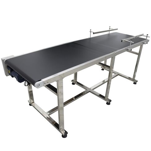 Flat Belt Conveyor PVC Belt Transport Conveyor Double Guardrails Stainless Steel Frames Industrial Transport Equipment 82.6×23.6inch in Kuwait