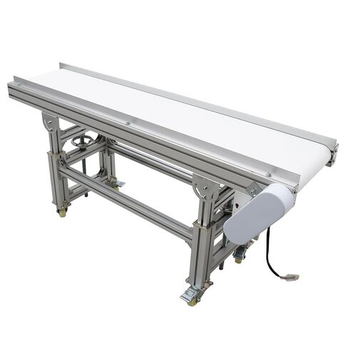 Flat Belt Conveyor Electric Conveyor Systems Machine Speed Adjustable Aluminium Alloy Frames 59×7.9inch White PVC Belt 110V 120W in Kuwait