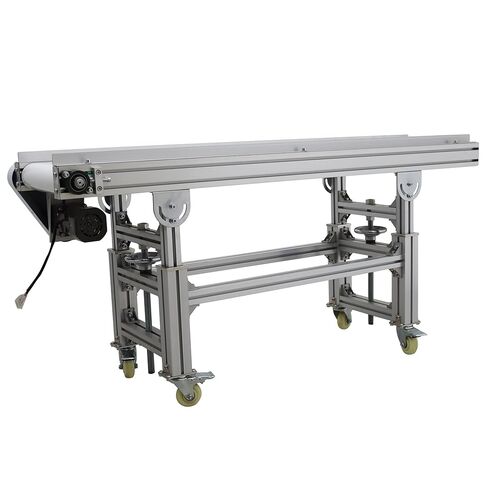 Flat Belt Conveyor Electric Conveyor Systems Machine Speed Adjustable Aluminium Alloy Frames 59×7.9inch White PVC Belt 110V 120W in Kuwait