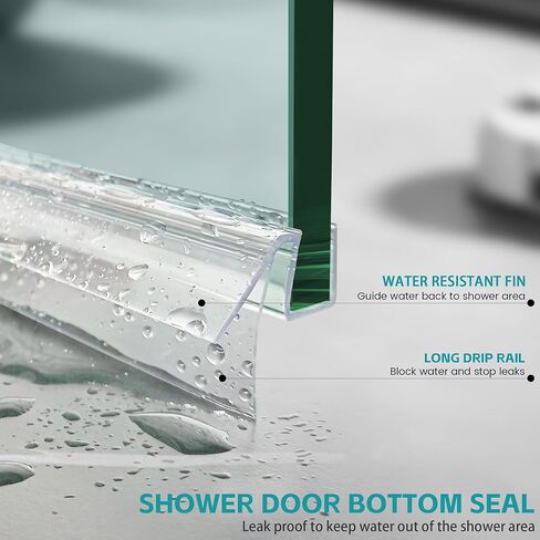 2 PCS Shower Door Seal, Length 39 Inch Frameless Glass Door Seal, Clear PVC Shower Door Sweep Stop Shower Leaks, Shower Bottom Seal for 5/16"-3/8"(8-10mm) Thick Glass in Saudi Arabia