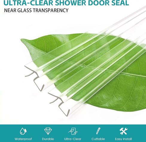 2 PCS Shower Door Seal, Length 39 Inch Frameless Glass Door Seal, Clear PVC Shower Door Sweep Stop Shower Leaks, Shower Bottom Seal for 5/16"-3/8"(8-10mm) Thick Glass in Saudi Arabia