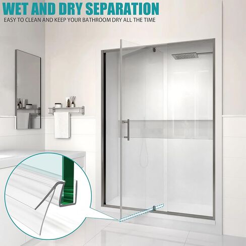 2 PCS Shower Door Seal, Length 39 Inch Frameless Glass Door Seal, Clear PVC Shower Door Sweep Stop Shower Leaks, Shower Bottom Seal for 5/16"-3/8"(8-10mm) Thick Glass in Saudi Arabia