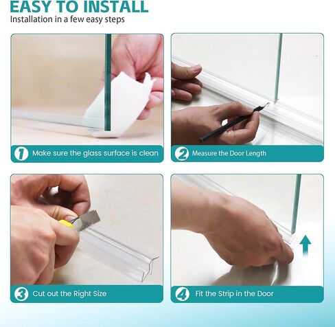 2 PCS Shower Door Seal, Length 39 Inch Frameless Glass Door Seal, Clear PVC Shower Door Sweep Stop Shower Leaks, Shower Bottom Seal for 5/16"-3/8"(8-10mm) Thick Glass in Saudi Arabia