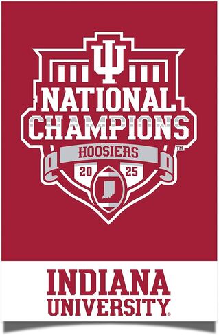 ملصق جامعة صبار الصحراء إنديانا IU Hoosiers مقاس 11 × 17 بوصة ديكور غرفة المكتب ديكور رسمي للمروحة (11 × 17 بوصة، ملصق 2025 بطولة كرة القدم) in Saudi Arabia