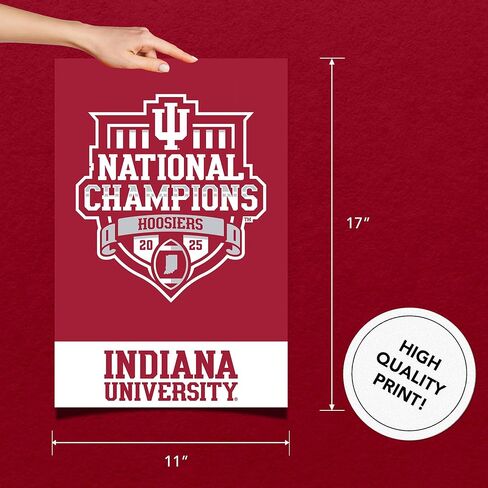 ملصق جامعة صبار الصحراء إنديانا IU Hoosiers مقاس 11 × 17 بوصة ديكور غرفة المكتب ديكور رسمي للمروحة (11 × 17 بوصة، ملصق 2025 بطولة كرة القدم) in Saudi Arabia