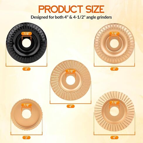 قرص نحت الخشب 5 قطع من Beaiguna، ملحقات مطحنة زاوية 4 بوصات و4 1/2 بوصة، عجلة طاحونة جذعية، مجموعة أدوات تشكيل قرص تشكيل الخشب لطحن الزوايا، أقراص عجلة طحن الخشب المطورة in Kuwait