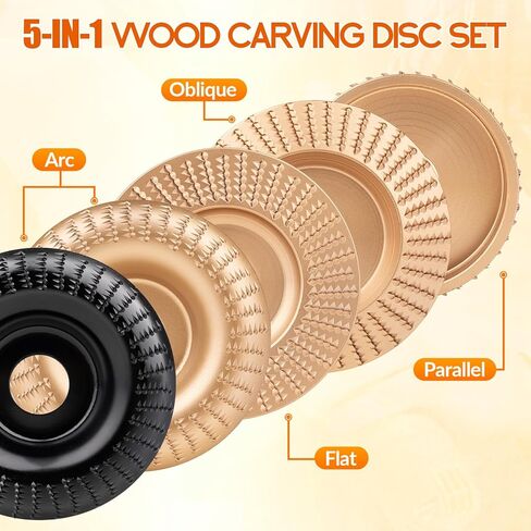 قرص نحت الخشب 5 قطع من Beaiguna، ملحقات مطحنة زاوية 4 بوصات و4 1/2 بوصة، عجلة طاحونة جذعية، مجموعة أدوات تشكيل قرص تشكيل الخشب لطحن الزوايا، أقراص عجلة طحن الخشب المطورة in Kuwait