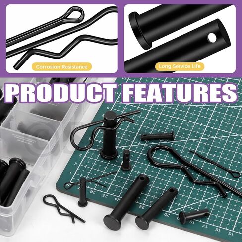 Swpeet 100Pcs 10 Sizes Clevis Pins with Cotter Pin Assortment Kit, Single Hole Flat Head Clevis Pins, R Pins, Hairpin, Cotter Pin, Split Pins Fitting Hole Location Pin Clips Fastener in Saudi Arabia