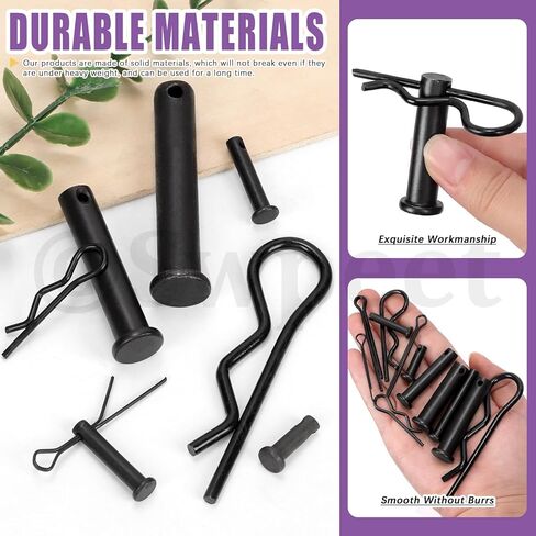 Swpeet 100Pcs 10 Sizes Clevis Pins with Cotter Pin Assortment Kit, Single Hole Flat Head Clevis Pins, R Pins, Hairpin, Cotter Pin, Split Pins Fitting Hole Location Pin Clips Fastener in Saudi Arabia
