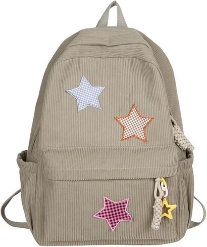 حقيبة ظهر Corduroy Star Cute Y2K preppy backpack propy exthetic college backpack packpack y2k accessories for women (Black) in Kuwait