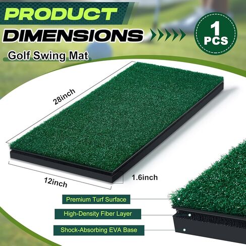 Nuanchu Golf Hitting Strip 12 x 28 Inch Golf Swing Mat with Shock Absorption Pad and EVA Base Durable Turf Insert for Indoor Simulator Practice Backyard Training in Saudi Arabia