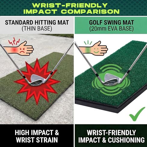 Nuanchu Golf Hitting Strip 12 x 28 Inch Golf Swing Mat with Shock Absorption Pad and EVA Base Durable Turf Insert for Indoor Simulator Practice Backyard Training in Saudi Arabia