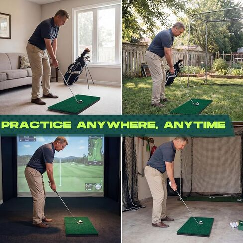 Nuanchu Golf Hitting Strip 12 x 28 Inch Golf Swing Mat with Shock Absorption Pad and EVA Base Durable Turf Insert for Indoor Simulator Practice Backyard Training in Saudi Arabia