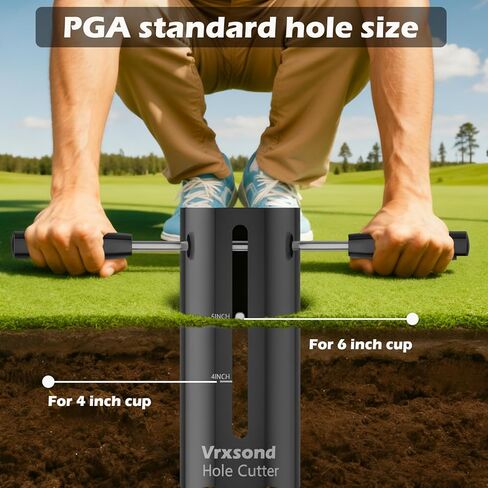 Portable Golf Hole Cutter - Professional 4Inch & 6Inch USGA Standard Tool, Detachable Handle for Easy Storage & Carrying, Create Perfect Putting Greens in Backyard/Garden in Saudi Arabia