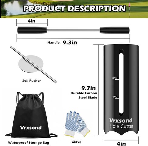 Portable Golf Hole Cutter - Professional 4Inch & 6Inch USGA Standard Tool, Detachable Handle for Easy Storage & Carrying, Create Perfect Putting Greens in Backyard/Garden in Saudi Arabia