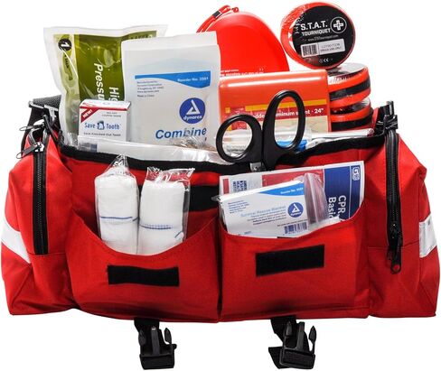 MFASCO Comprehensive School Classroom First Aid Kit - Red First Aid Trauma Bag - Emergency Bag with 200+ Supplies for First Responder - Economical for Schools & Groups - 10.5 x 7 x 7.5 in Saudi Arabia
