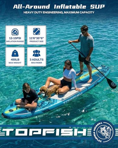 11'6x35'' Extra Wide Inflatable Paddle Boards, Ultra-Stable High Capacity SUP of 450lb/3People, Stand Up Paddle Board for Adults w/Camera Mount, 9Accessories Kit, Shoulder Strap, 100L Backpack in Saudi Arabia