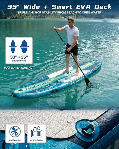 11'6x35'' Extra Wide Inflatable Paddle Boards, Ultra-Stable High Capacity SUP of 450lb/3People, Stand Up Paddle Board for Adults w/Camera Mount, 9Accessories Kit, Shoulder Strap, 100L Backpack in Saudi Arabia