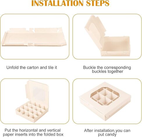 Lotusland 20PCS Empty Sweet Boxes with Window and Divider,White Cake Boxes with 16 Compartments, Treat Cookie Boxes Dessert Containers Boxes for Chocolate Cookie Candy in Kuwait