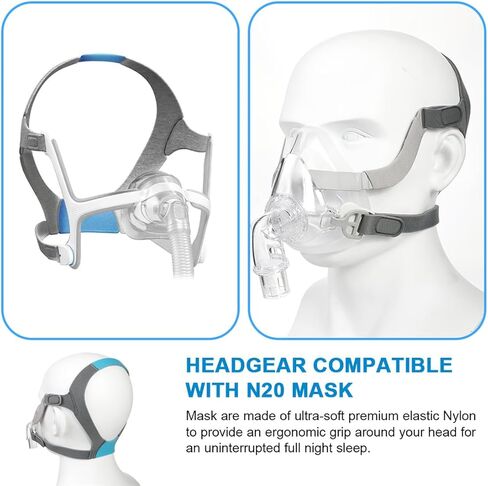 Headgear Replacement for AirFit/AirTouch N20 Mask Soft N20 Headgear Strap with Magnetic Clips in Kuwait