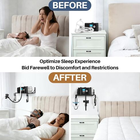 رف جدار CPAP متوافق مع لوازم ResMed AirSense 10 و11، حامل خرطوم CPAP قابل للتعديل مع مشبك وخطاف مزدوج من طبقتين للأنبوب والقناع، حامل لوازم آلة CPAP لمنظم بجانب السرير in Saudi Arabia