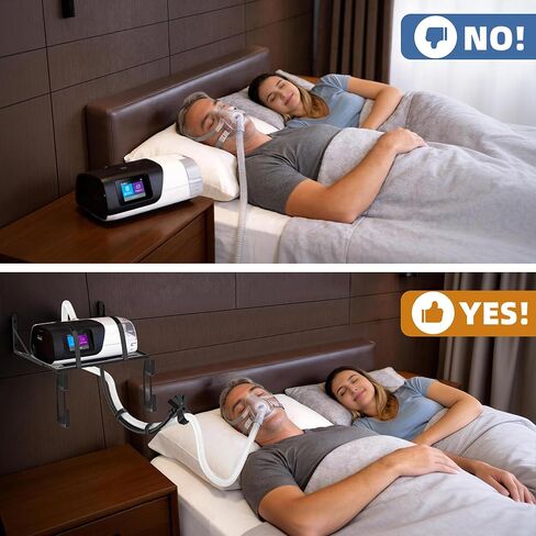 رف جدار CPAP متوافق مع لوازم ResMed AirSense 10 و11، حامل خرطوم CPAP قابل للتعديل مع مشبك وخطاف مزدوج من طبقتين للأنبوب والقناع، حامل لوازم آلة CPAP لمنظم بجانب السرير in Saudi Arabia