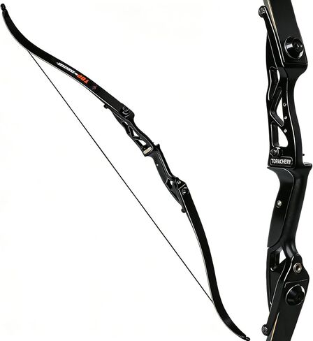 TOPARCHERY قوس منحني للصيد مقاس 56 بوصة من TOPARCHERY، قوس معدني لليد اليمنى، قوس طويل أسود in Kuwait