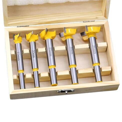 5pc Forstner Tips Hinge Boring Drill Bit Set for Carpentry Wood Window Hole Cutter Auger Wooden Drilling Dia 15 20 25 30 35mm in Saudi Arabia