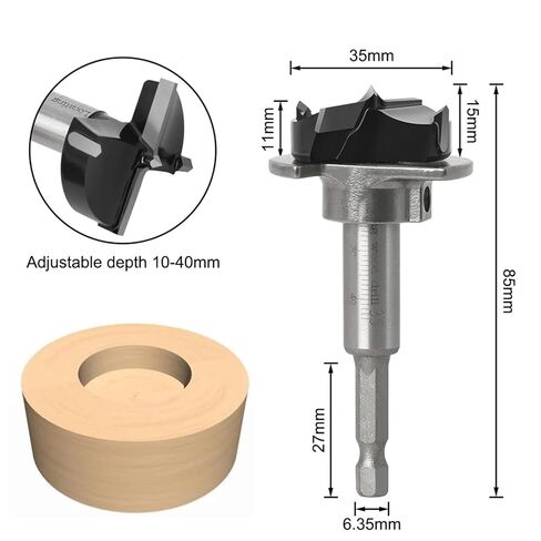 1pcHexagonal Shank 35mm Adjustable Carbide Drill Bits Hinge Hole Opener Boring Bit Tipped Drilling Tool Woodworking Cutter in Saudi Arabia