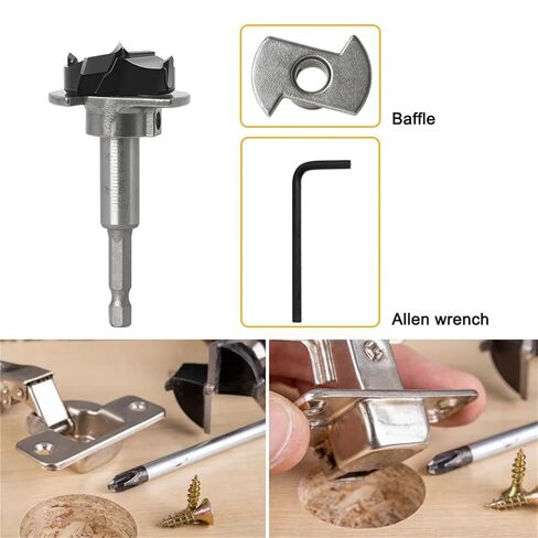 1pcHexagonal Shank 35mm Adjustable Carbide Drill Bits Hinge Hole Opener Boring Bit Tipped Drilling Tool Woodworking Cutter in Saudi Arabia