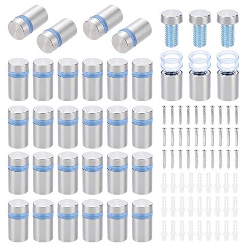 100 قطعة من مسامير التثبيت المصنوعة من الفولاذ المقاوم للصدأ، 1/2 × 3/4 بوصة مثبتة على الحائط، طقم براغي تثبيت للإشارة لحامل اللافتة الزجاجية، إطار الصورة المعلق، اللوحة الأم الإعلانية in Kuwait