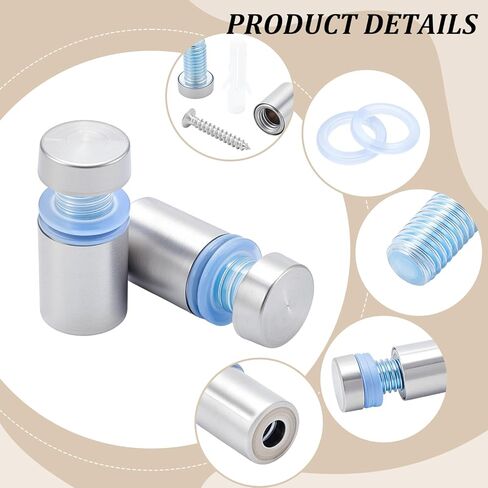 100 قطعة من مسامير التثبيت المصنوعة من الفولاذ المقاوم للصدأ، 1/2 × 3/4 بوصة مثبتة على الحائط، طقم براغي تثبيت للإشارة لحامل اللافتة الزجاجية، إطار الصورة المعلق، اللوحة الأم الإعلانية in Kuwait