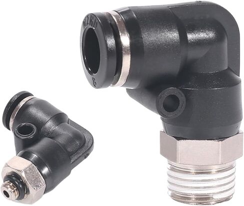 Black PL Pneumatic Quick Connector 4 6 8 10 12mm Hose Fitting Male Thread 1/8" 1/4" 3/8" 1/2" Standard Pipe Thread Elbow Plug-In Quick Connector(PL16-04) in Saudi Arabia