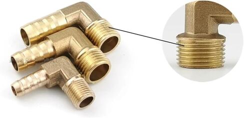 Quick Coupling For Hose Brass Barb Fitting Elbow 6 8 10 12 16mm To 1/4 1/8 1/2 3/8 Standard Pipe Thread Male Thread Connector Joint Adapter Gold(8mm Barb,1/8") in Saudi Arabia