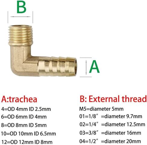 Quick Coupling For Hose Brass Barb Fitting Elbow 6 8 10 12 16mm To 1/4 1/8 1/2 3/8 Standard Pipe Thread Male Thread Connector Joint Adapter Gold(8mm Barb,1/8") in Saudi Arabia