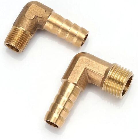 Quick Coupling For Hose Brass Barb Fitting Elbow 6 8 10 12 16mm To 1/4 1/8 1/2 3/8 Standard Pipe Thread Male Thread Connector Joint Adapter Gold(8mm Barb,1/8") in Saudi Arabia