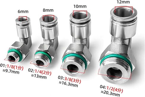 304 Stainless Steel Pneumatic Hose Fitting PL Air Tube Connector 1/8 1/4 3/8 1/2 Standard Pipe Thread Quick Release Pipe Fittings(PL12-04 (12mm-1l2)) in Saudi Arabia