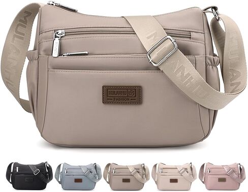 WITERY Crossboby Bags for Women - Waterproof Nylon Multi-Pocket Crossboby Purse for Women, Pocketbooks Medium Travel Purses in Kuwait