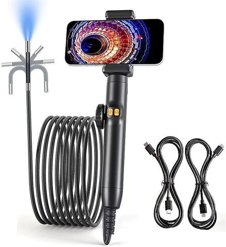 Dual Lens Endoscope Inspection Camera, 360° Articulated Endoscope Camera, Endoscope with Light, 6mm Lens, IP67 Waterproof Probe, 6 LED ，For HVAC, Plumbing, Automotive, Electrical in Saudi Arabia