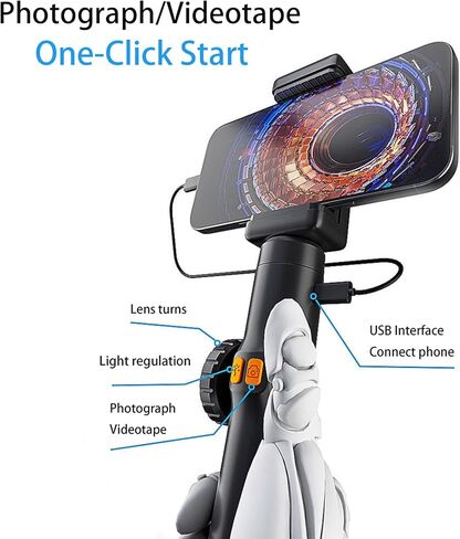 Dual Lens Endoscope Inspection Camera, 360° Articulated Endoscope Camera, Endoscope with Light, 6mm Lens, IP67 Waterproof Probe, 6 LED ，For HVAC, Plumbing, Automotive, Electrical in Saudi Arabia